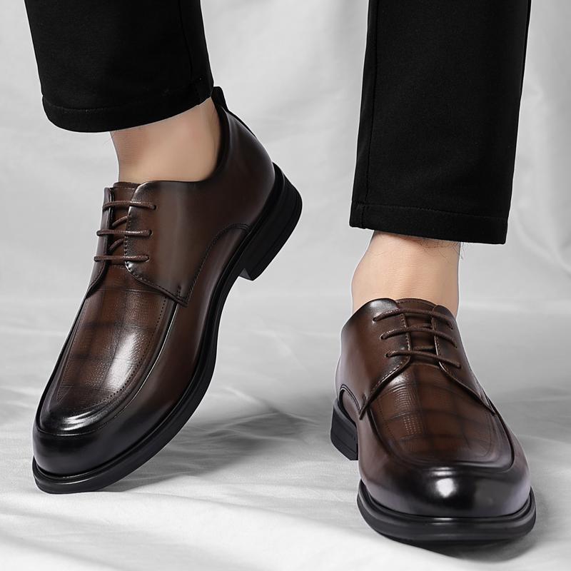 Fashion Luxury Brand Oxfords Shoes Handmade Leather Men Dress Shoes New Breath Wedding Footwear High Quality Lace Up Mens Casual Flats