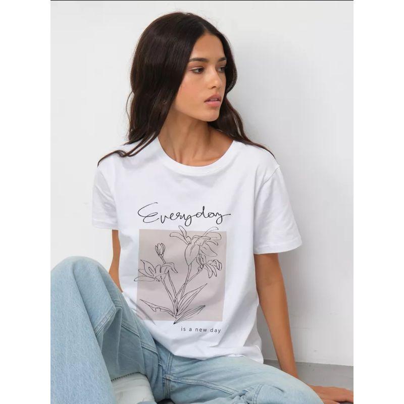 Western Style New Fashion Loose Casual Print Short Sleeve Cotton T-shirt Top Loose Printed T-shirt