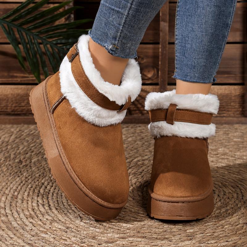 

Мода 2025 Осень/Зима Новая Женская Мода Горячий Продавец Ботинки Повседневные Универсальные Круглый Носок Теплые на Флисовой Подкладке Толстая Подошва Зимние Ботинки 36