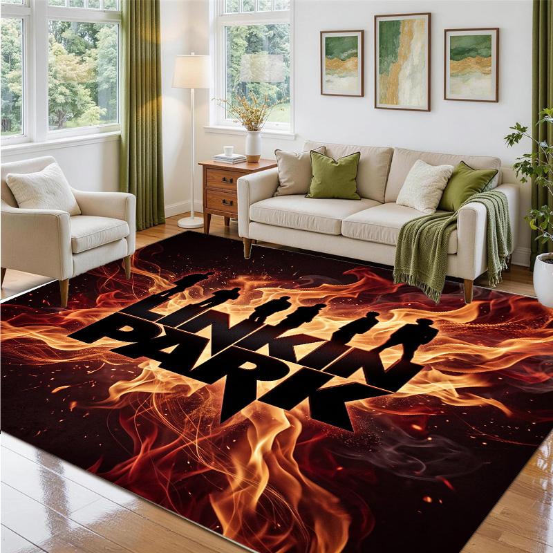 Linkin Park Design Crystal Velvet Rug Soft Decorative Mat for Bedroom Entrance