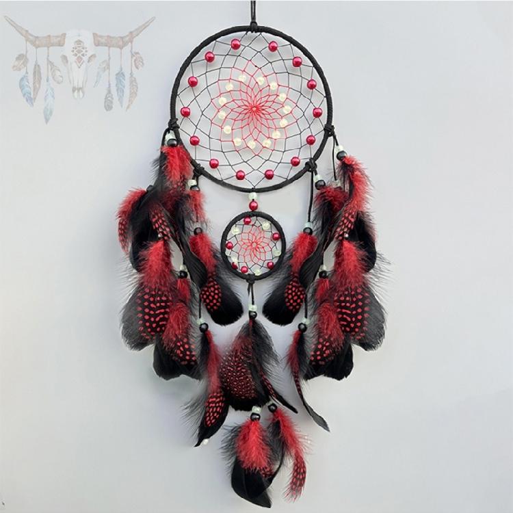 Handmade Glowing In Dark Dreamcatchers Wall Decorations Feathered Tassels Wall Hanging Wind Chimes Decors for Bedroom