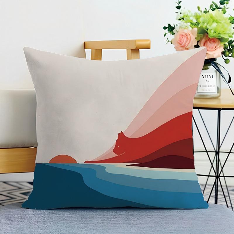 Simple Mountain Print Decorative Pillowcase Bedroom Living Room Square Cushion Pillowcase