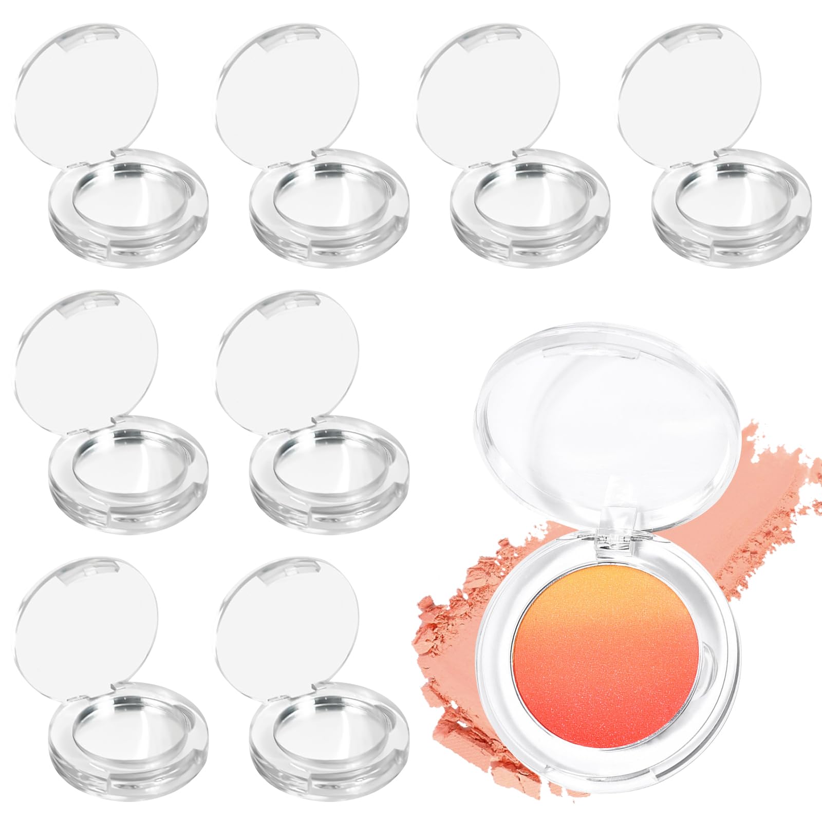 

YANHUILAY Eyeshadow Case, Empty [Set of 8], Single Color Storage, Round, 26.5mm, Eyeshadow Palette, Transparent, DIY, Handmade, Small Container,