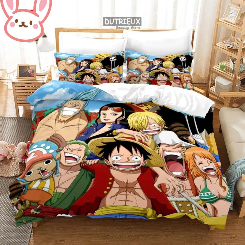 3D Heißer Verkauf Einteiliges Bettbezug-Set Luffy Sauron Anime Bettwäsche-Set Bettbezug mit 2 Kissenbezügen Schlafzimmer-Dekoration Teenager Beste Geschenke