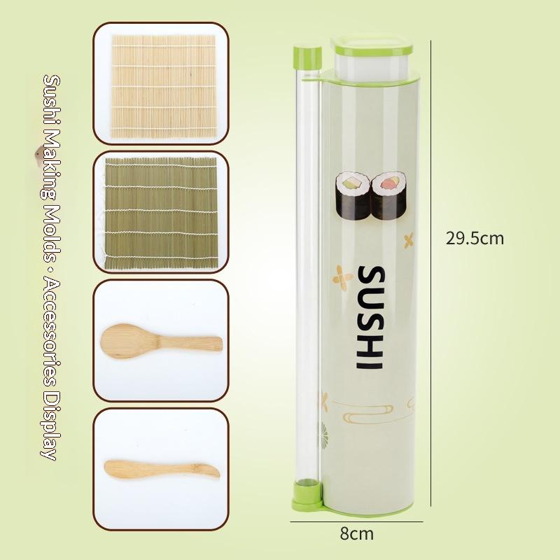 Home Sushi Making Kit Includes 1Set Round Push Box with Sauce Straw