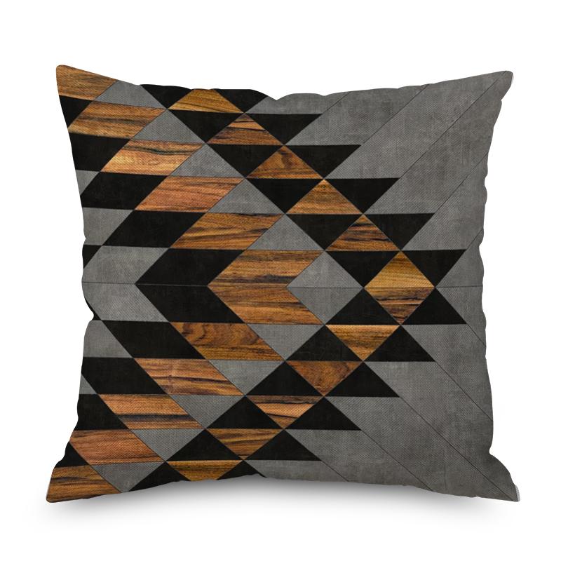 Home Decor Nordic Brown Geometric Ornament Pillow Cover Sofa Chair Printed Car Cushion Cover