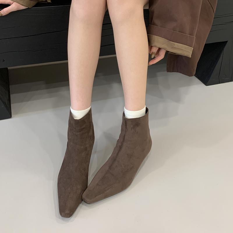 Fashion SUOJIALUN 2025 Winter Women Ankle Boots Fashion Round Toe Ladies Elegant Short Boots Thin Low Heel Outdoor Dress Chelsea Boot