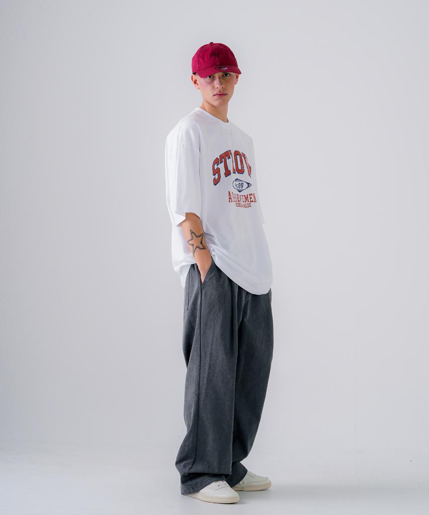 EZKATON [2Pack] Painted Washed Elastic Waist Pants 2Pack Mmlp6775 (A Type)