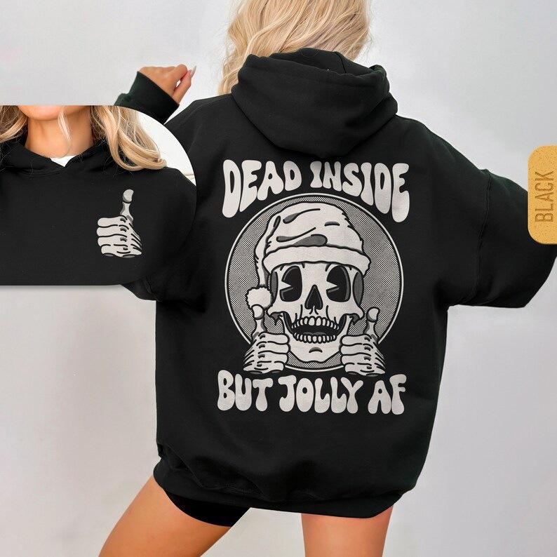 Vintage Christmas Skull Print Women's Hooded Sweatshirt - Trendy Autumn/Winter Fashion