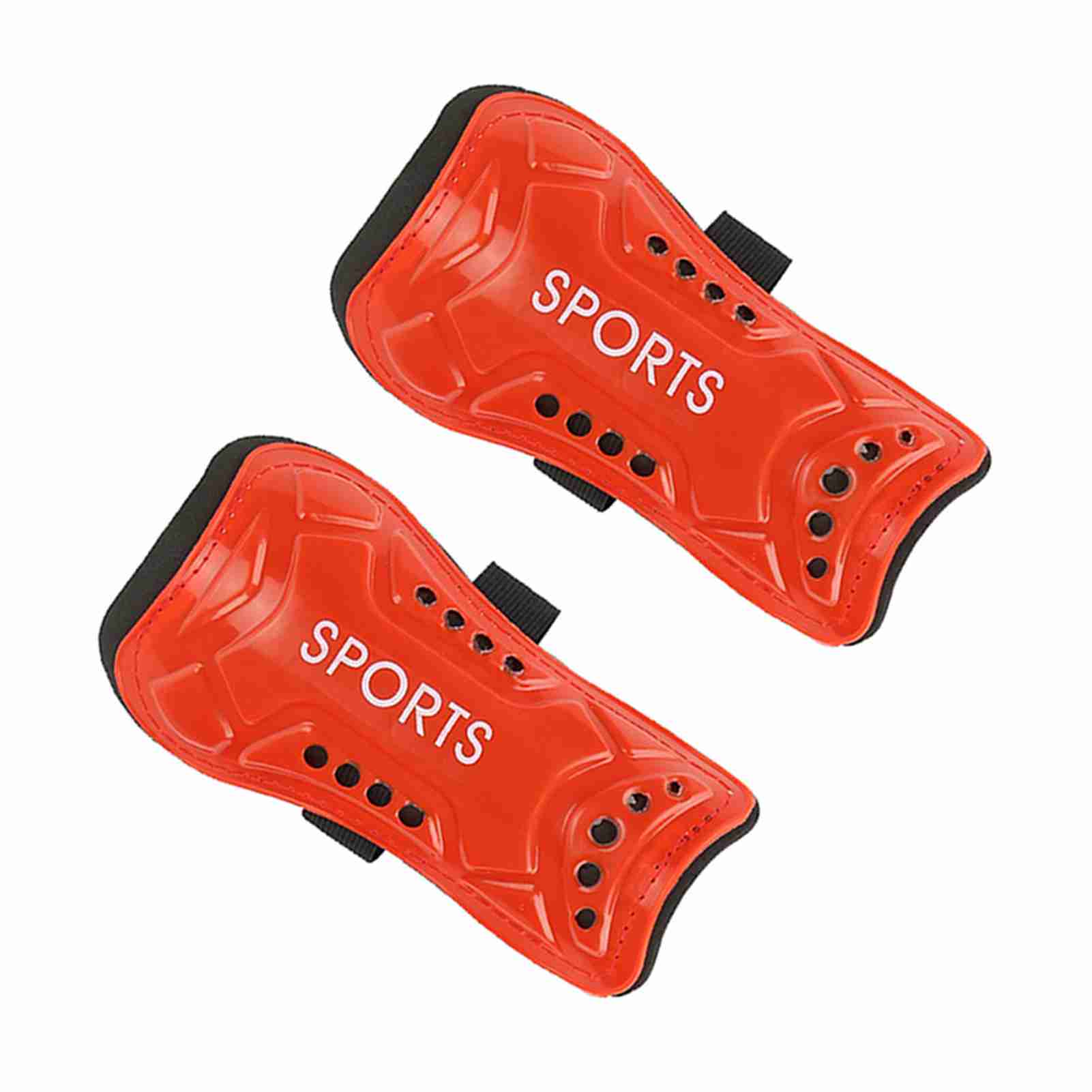 

Пара детских футбольных щитков для голени, тренировочные щитки для ног, защитный протектор с регулируемым ремешком (красный) красный