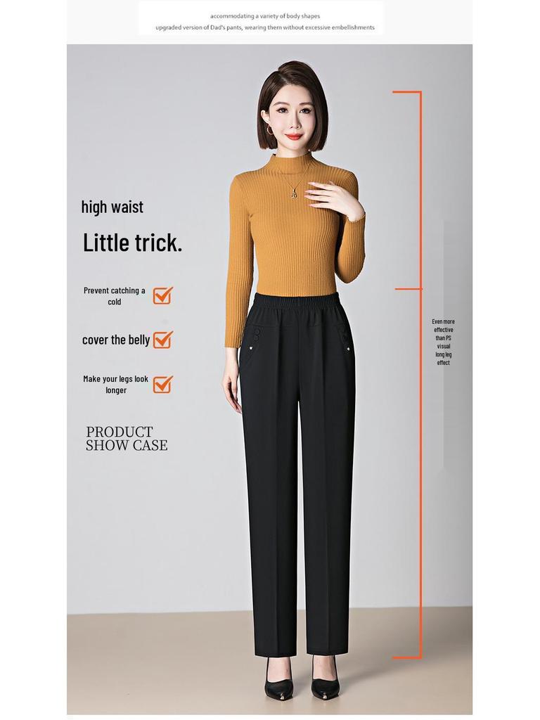 Women's High Waist Slim-Fit Casual Pants - Versatile Spring/Autumn Fashion, Loose & Elastic