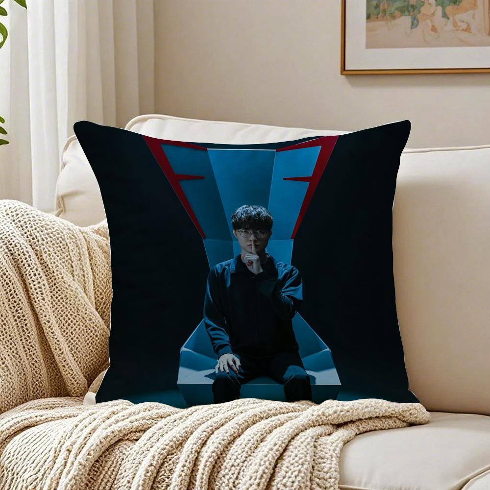 Korean LOLS SKT T1 2024 Five Champion FFaker Cushion Cover Pillowcase Antidustmite Living Room Sofa Decor Cushion Room