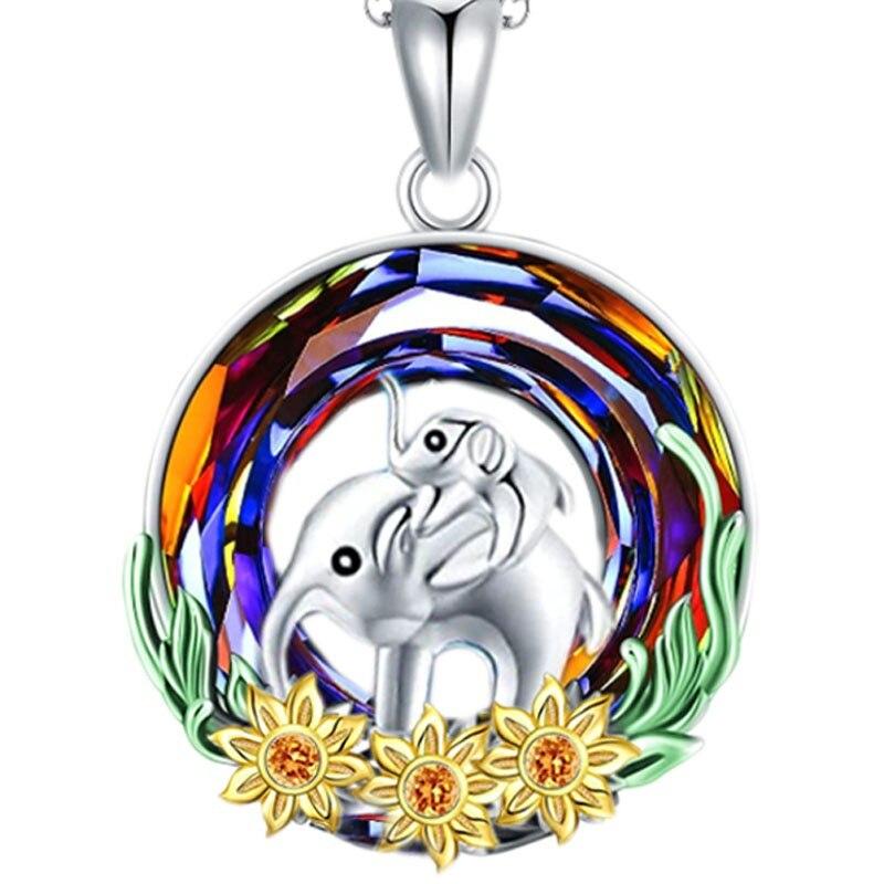 Regalo creativo del collar del collar femenino de elefante de cristal Corazón animal Regalo creativo del collar del collar femenino de elefante de cristal Corazón animal