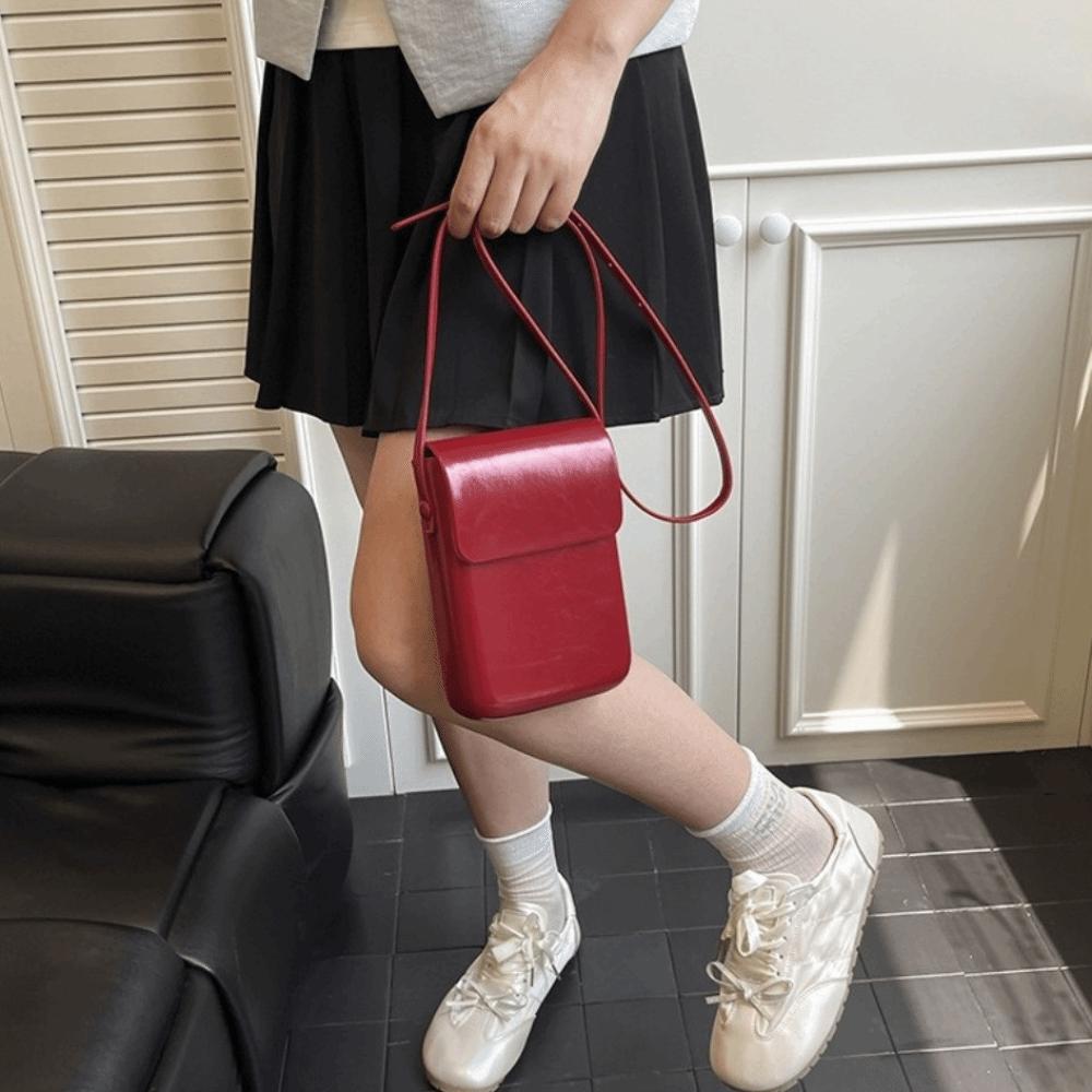 Korean Square Phone Bag Solid color Crossbody Bags Portable Flap Shoulder Purse  Ladie