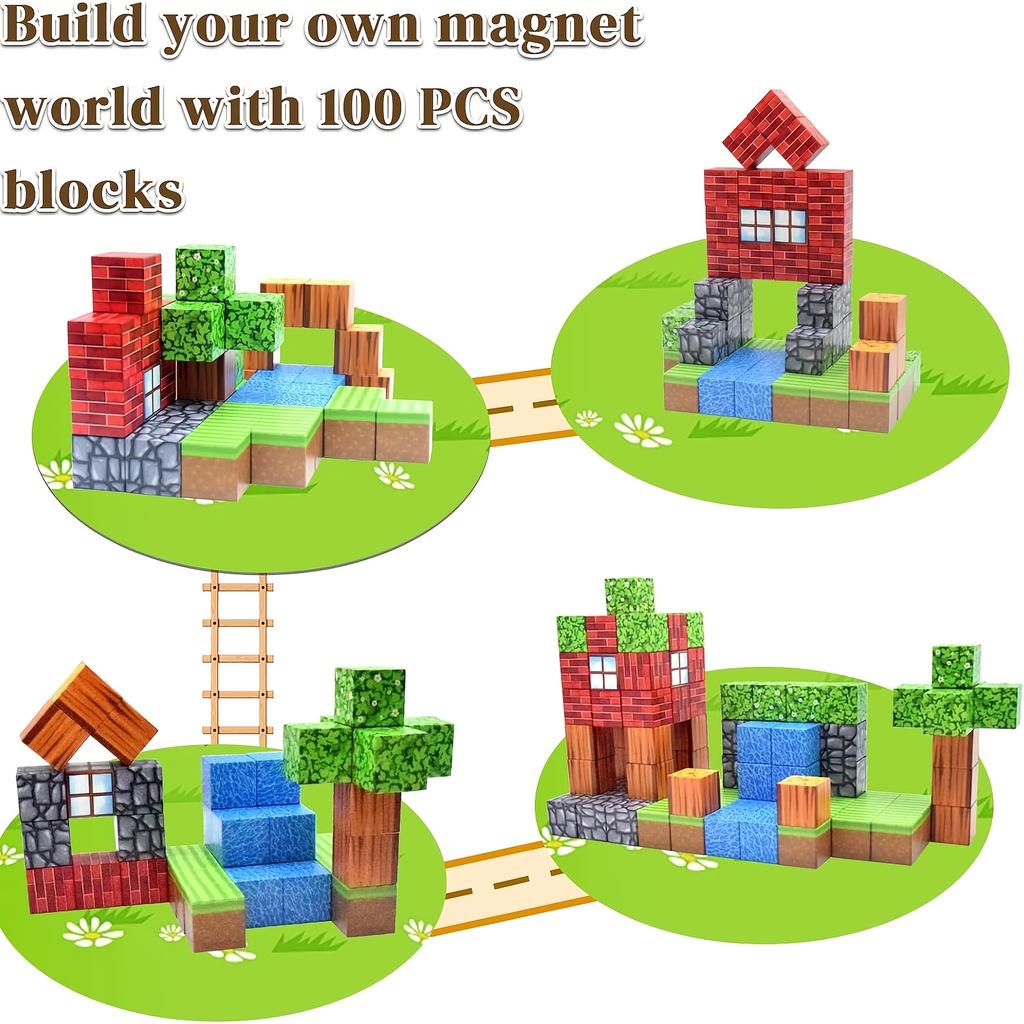 Magnetic 100pcs, Creative Building Toys, ABS Building Square, Suitable for Construction And Creation