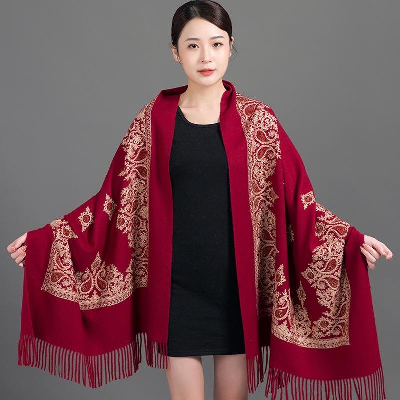 Winter New Arrival Shawl Women Cashmere Scarves Embroider Flower Tassel Shawl Long Soft Warm Wraps Thick Blanket Scarf Bufanda