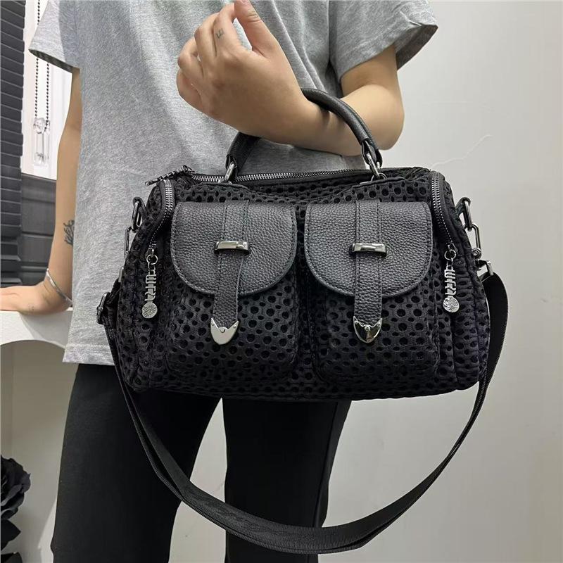 Women'S Mesh Splicing Handbag Multi-Pocket Simple Casual Versatile Shoulder Bag