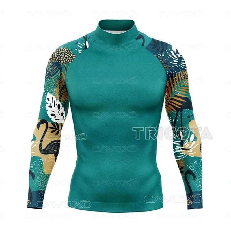 Long Sleeve Surfing Rash Guard Men Quick Dry Breathable Swimming Diving