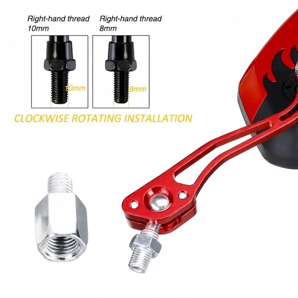 1Pair Universal Motocycle Rear View Adjustable Side Mirrors for Handlebars Aluminum Flame Pattern with 8mm/10mm Screws