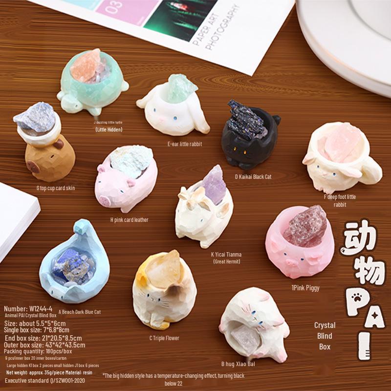 Creative Cute Cartoon Cat Emotion Blind Box Resin Desk Figurine Gift