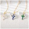 Color Oil Dripping Cross Necklace Stainless Steel Necklace Light Luxury Inlaid Zircon Niche Personalized Jewelry