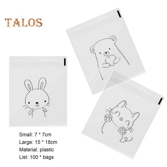 100Pcs Candy Bags Eco-friendly Multi-functional Food Grade Utility Lovely Animal Homemade Pineapple Buns Bags Kitchen Supplies