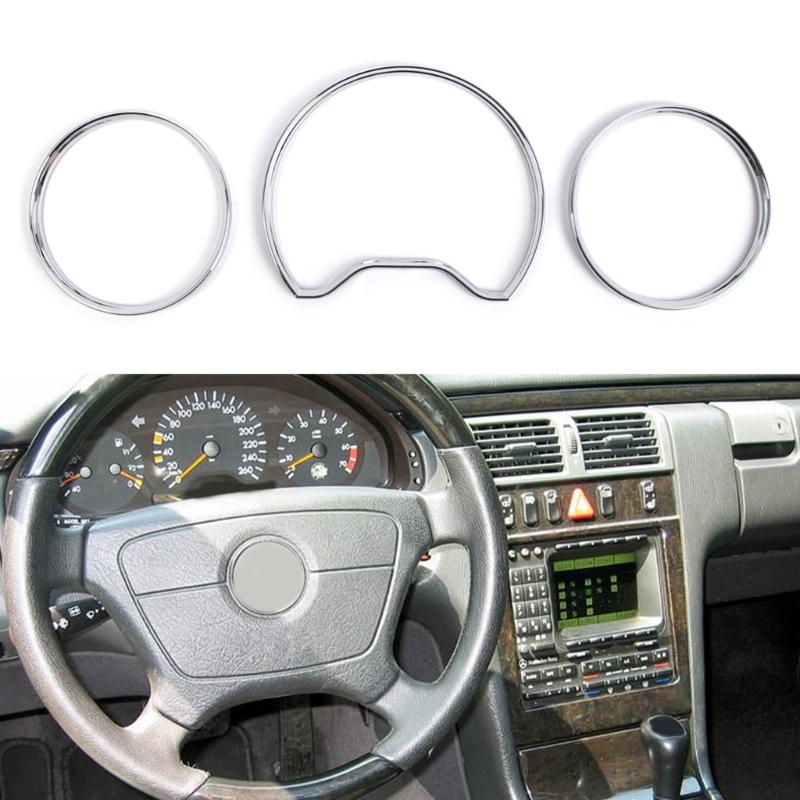 Chromes Silber Farbe Tachometer Messgeräte Zifferblätter Ringe Lünette Trim Für W202 W208 W210 Tachometer Ringe Rahmen