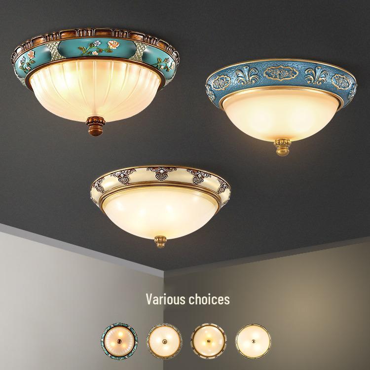 European Retro Dimmable LED Ceiling Light for Hallway, Balcony, or Bedroom