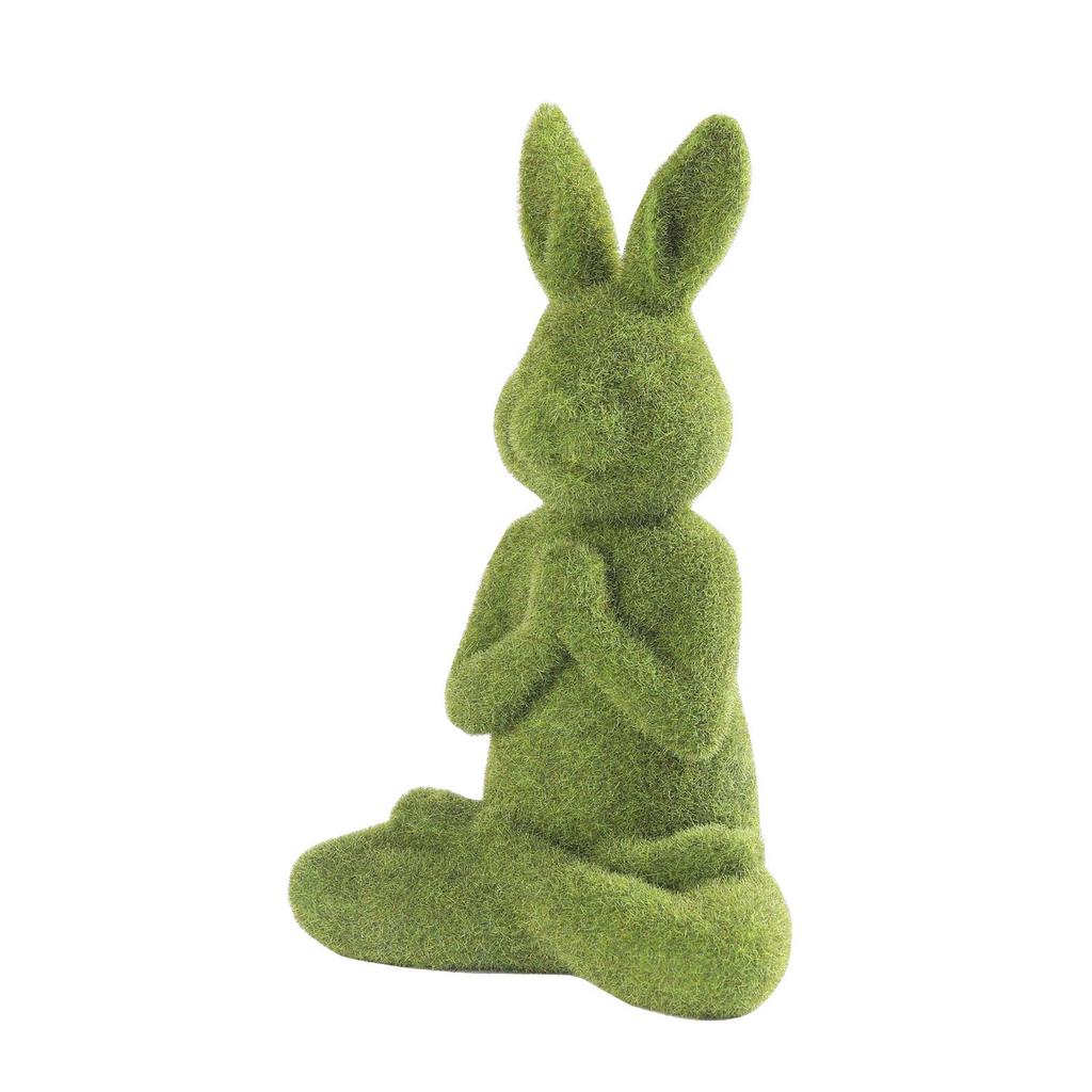 Stylish Flocking Rabbit Statues Realistic Flocking Rabbit Figures Display for Easters and Spring Home Decoration