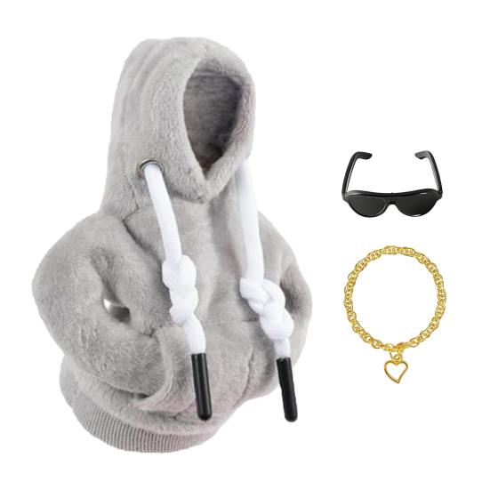 

1 Set Desk Goose Hoodie Street Style Goose Outfit Plush Hoodie with Sunglasses And Necklace for 7-Inch Goose Statue Desk Table Decor серый