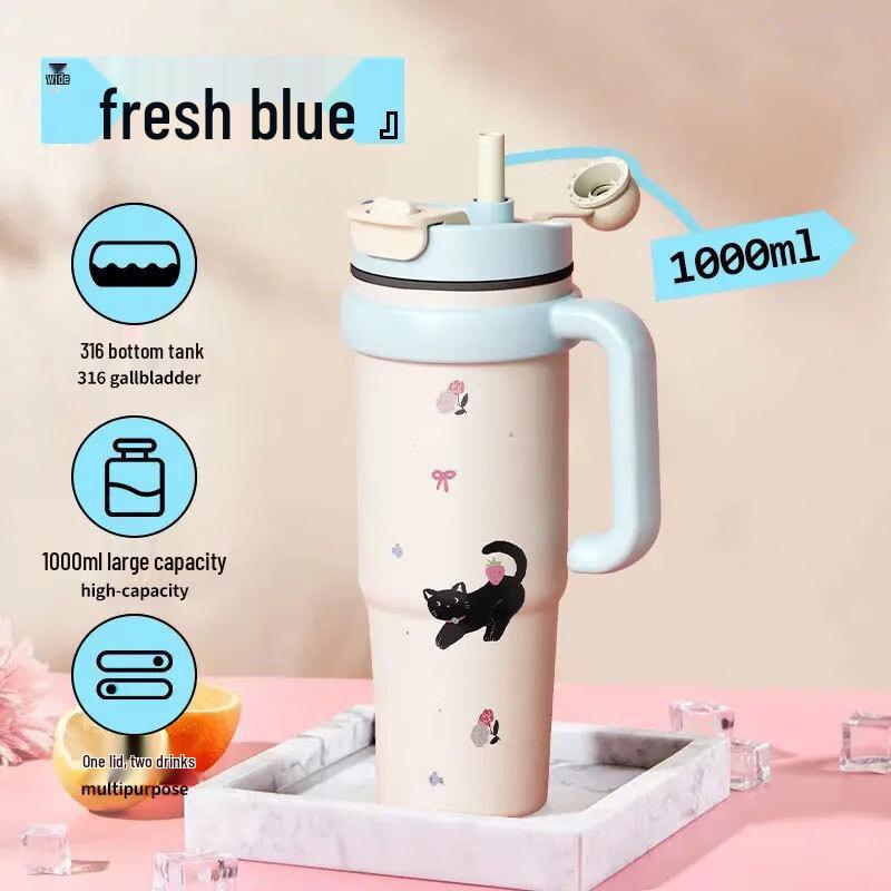 Zhenghan 1000ml Large Capacity Insulated Tumbler with Straw and Handle