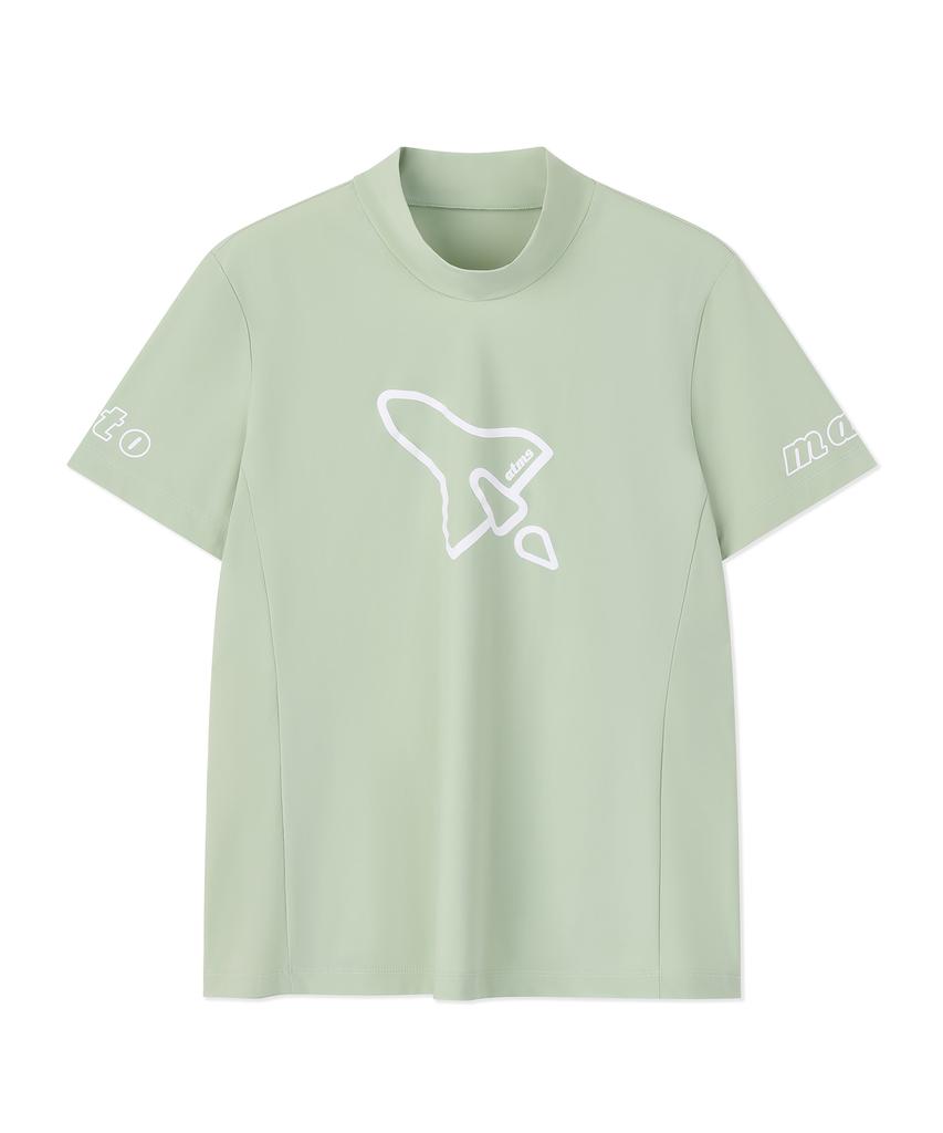 Antomas Spaceship Mock Neck Short Sleeve T-Shirt For Women - Jade