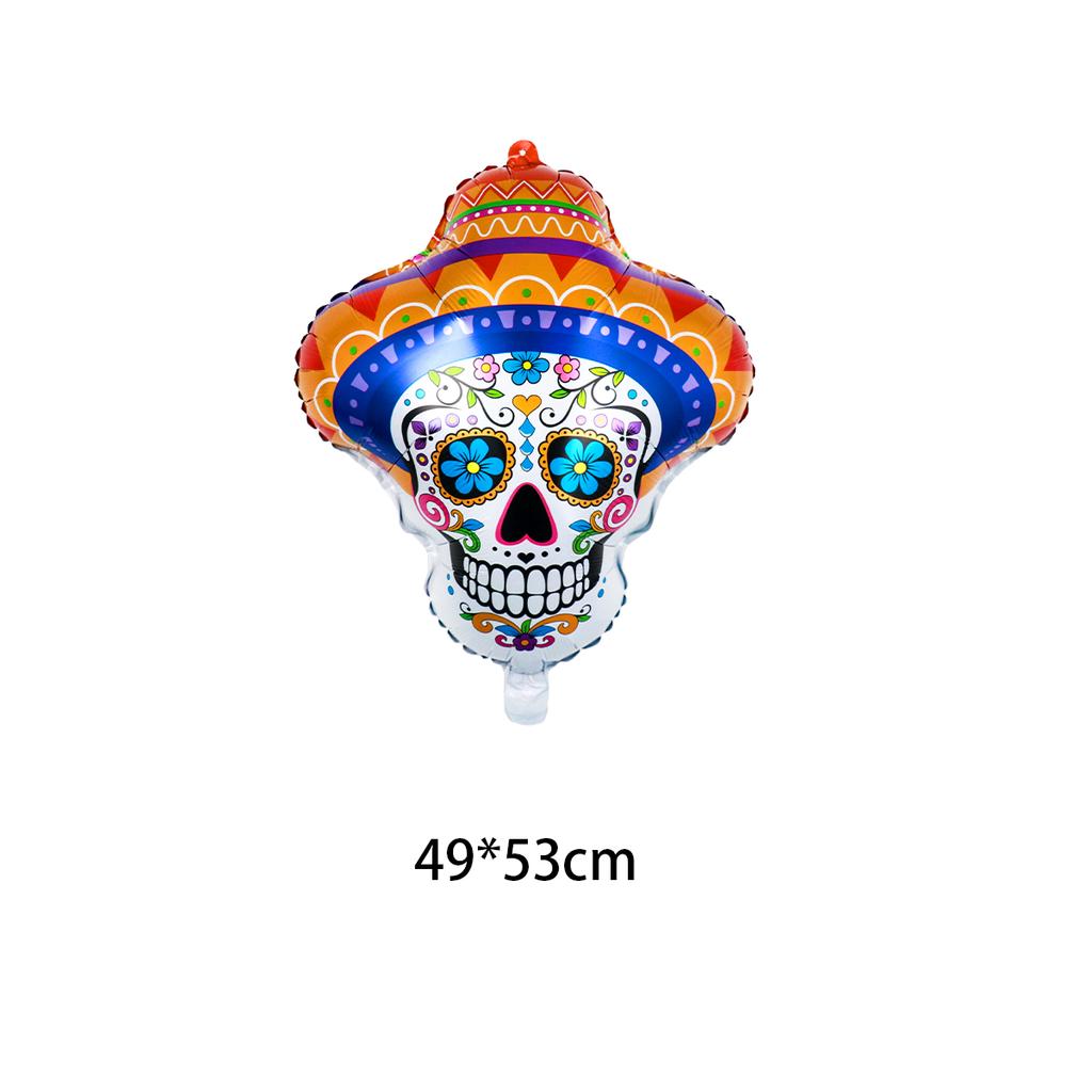 Tag der Toten Halloween bunte Zuckerschädel Partyballons, Mexikanischer Tag der Toten Thema Geburtstag Schädel Dekoration