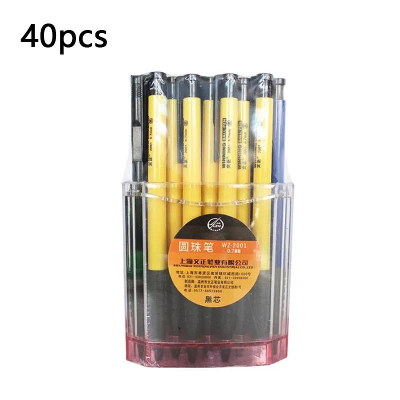 

40pcs Click Pen No Ink Leakage Quick-dry for Students Exam Practice Signing Stationery Black Blue Ink Ballpoint Pen Best Gift