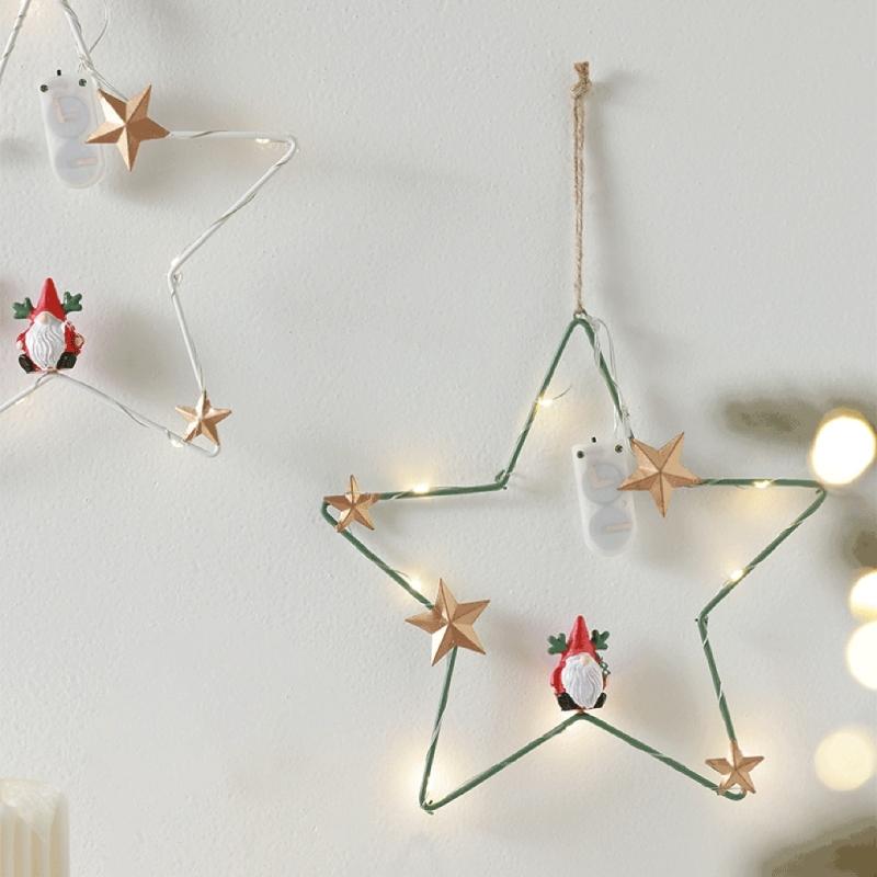 Five-Pointed Star/Moon Decorative Pendant Winter Ceiling Window Ornament Elegant Wall Hanging Christmas Tree Decoration