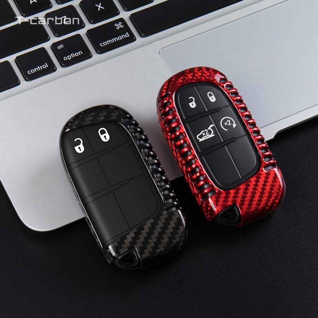 T-Carbon Carbon Fiber Car Key Case Cover Shell For Jeep Grand Cherokee Gladiator Key Cover Car Interior Accessories