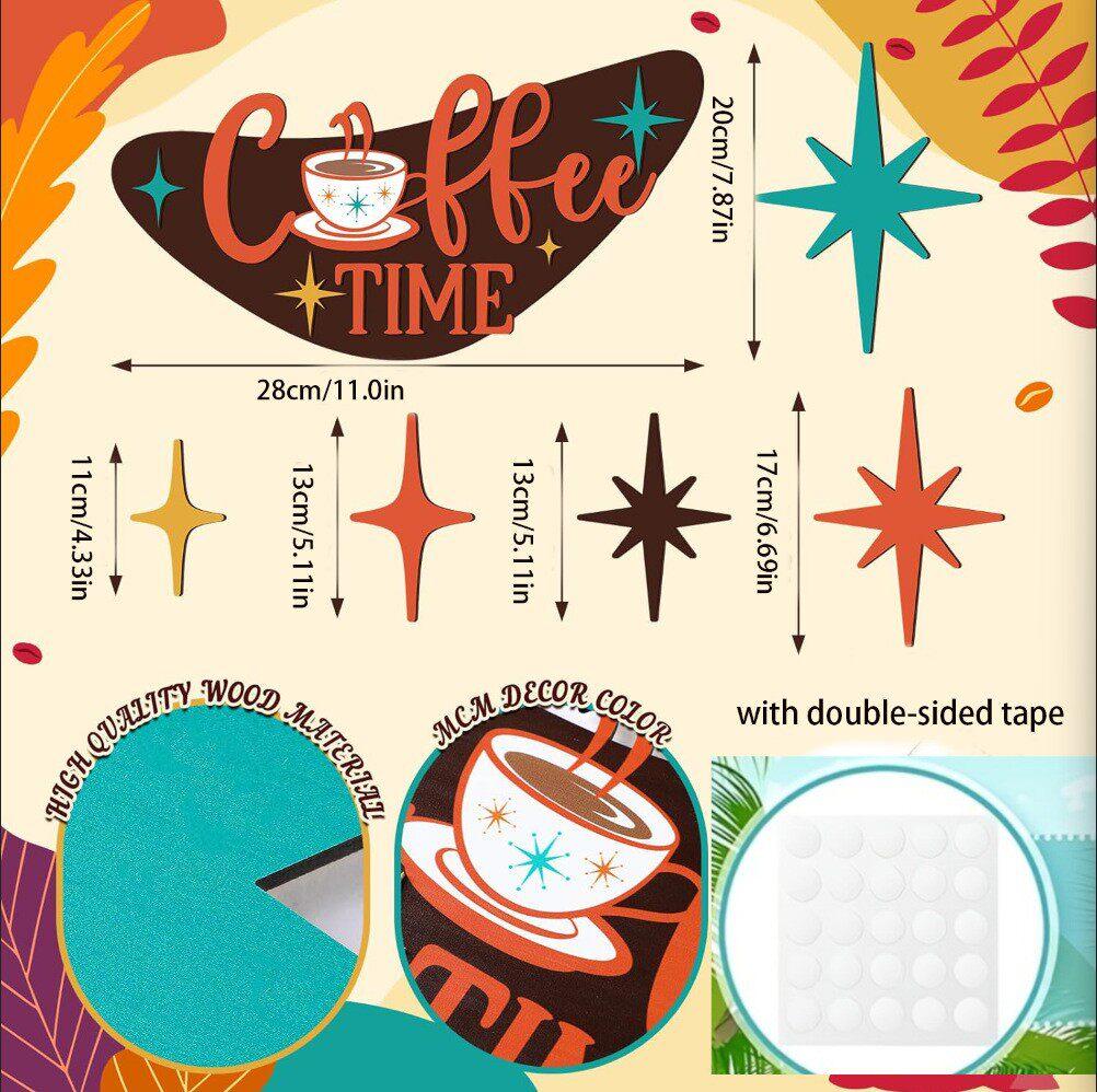 

1Set Wooden Coffee 2D Wooden Decorative Plaque Star Wooden Plaque Decoration