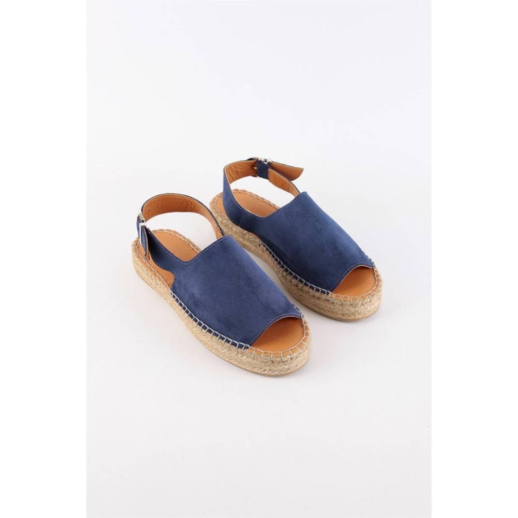 Women's Arya Jeans Blue Suede Genuine Leather Espadrilles Sandals Casual Quality Style Sandals