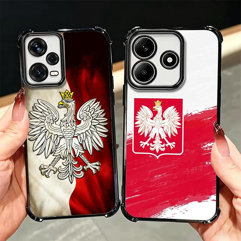Poland Flag White Red Soft Phone Case For Xiaomi Redmi Note 14 15 Pro Plus 13 12 11S 11T 5G 10 9S 9 Plating Anti-Fall Fundas