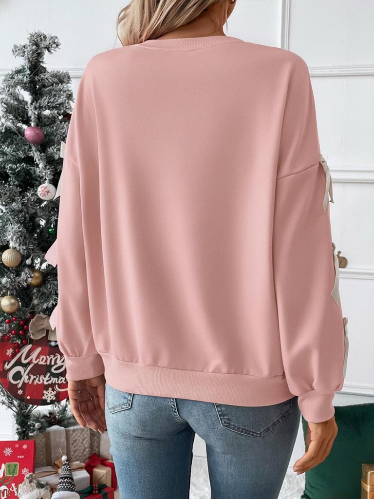 2026 Herbst/Winter Süßer Stil Lockerer Kapuzenpullover mit Schleife
