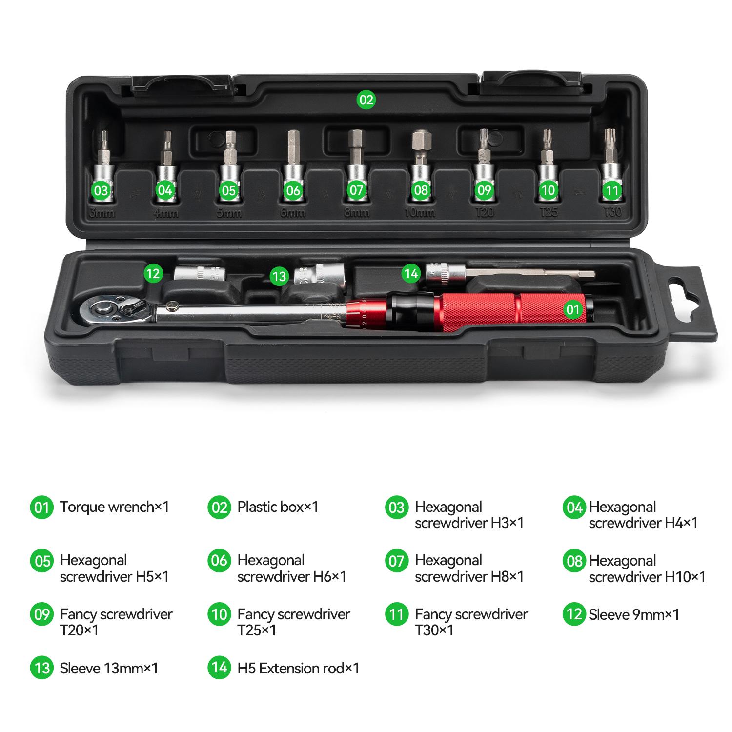 ROCKBROS Quick-release Torque Wrench Repairing Tool 72-tooth ratchet 2-24 N.m Torque AdjustableHigh Precise Torque Preset Wrench