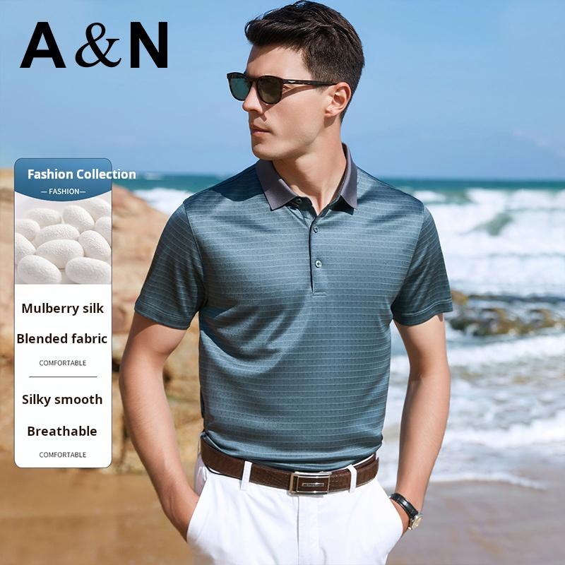 Light Luxury Mulberry Silk Men's Breathable Short Sleeve T-shirt