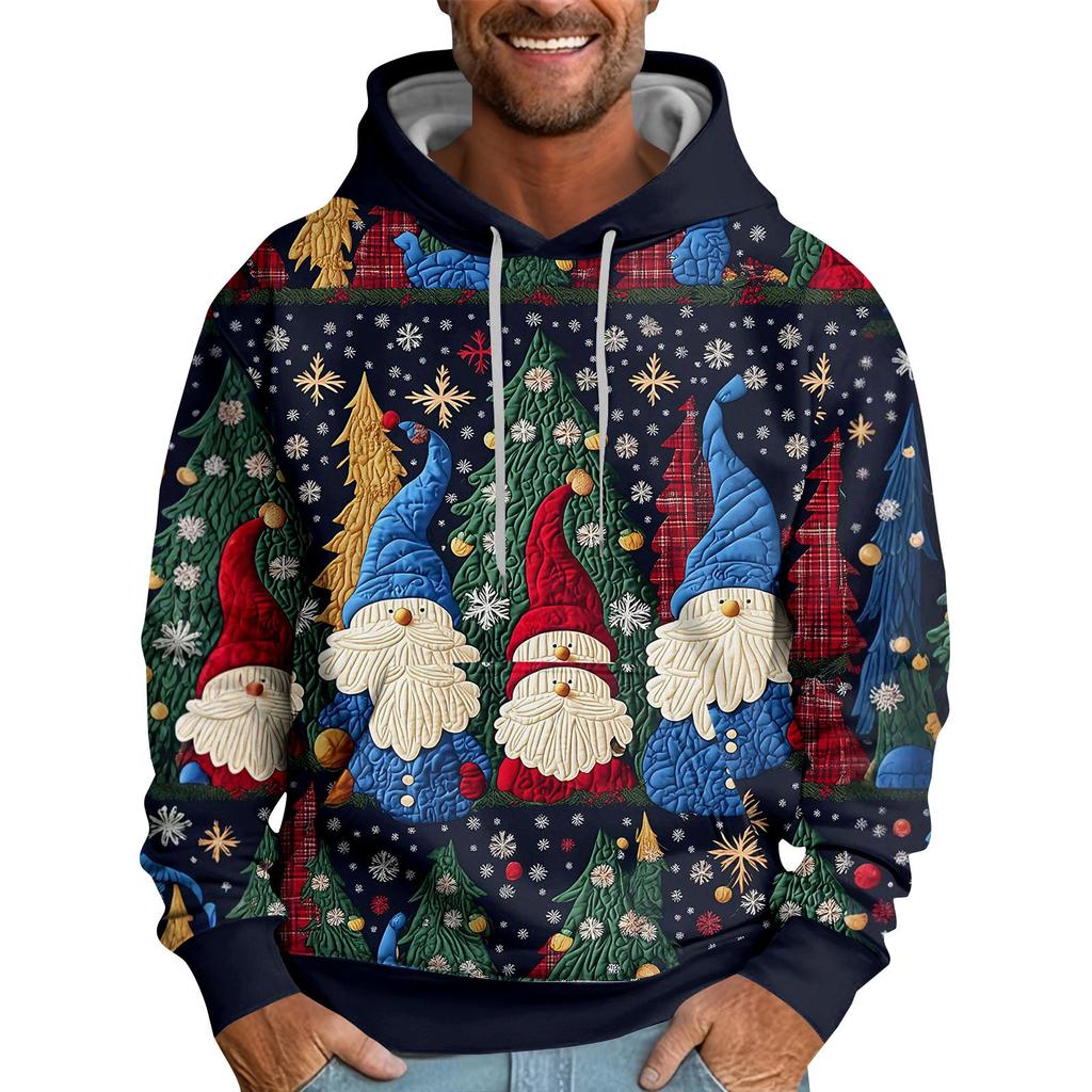 Christmas Print Loose Men's Hoodie