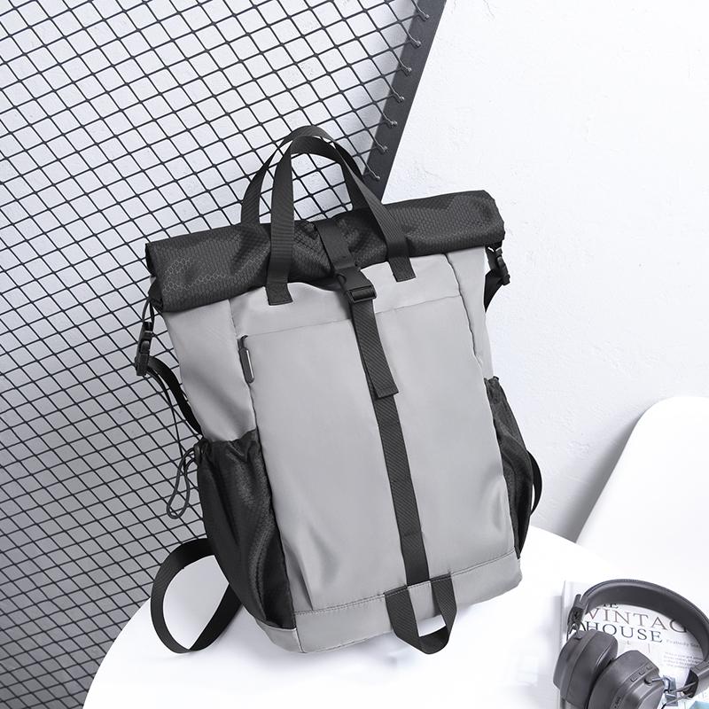 Contrast Color Backpack Men's Backpack Large Capacity Schoolbag for Students