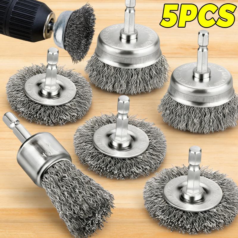 Wire Brush Wheel Disc Polishing Wheel Brush Removal Cleaning Hexagonal Rod Electric Grinder Hardware Polishing Cleaning Tools