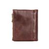 Men's Crazy Horse Leather Bifold Wallet with Multi-Card Slots and Coin Pouch