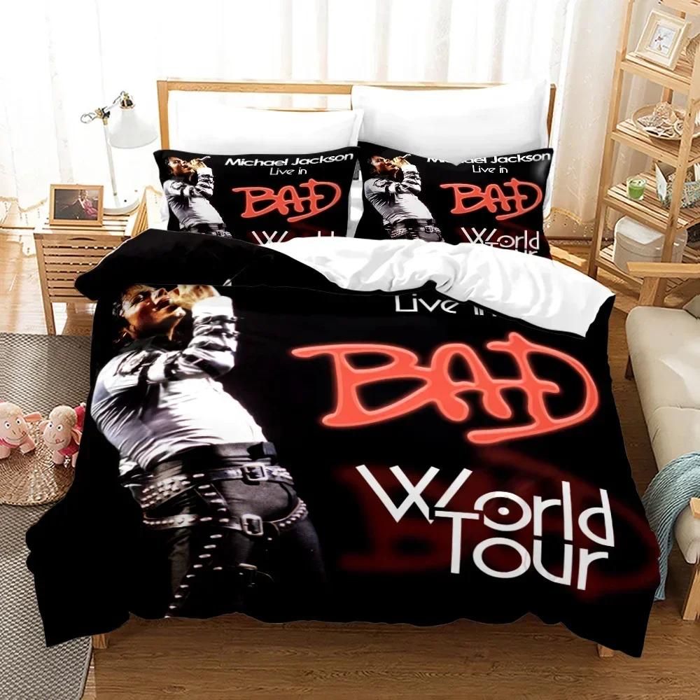 3-delat Michael Jackson Sängkläder Set Mjuk Påslakan Set Sovrumsinredning Enkel Tvilling King Storlek 3D Påslakan Hemtextilier 2/3 ST