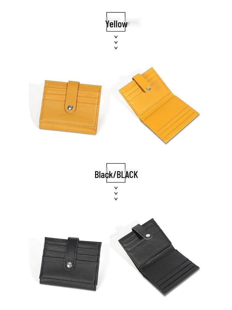 Damen Geldbörse aus echtem Leder, Bifold - Koreanischer Stil, Weiches Rindsleder, Mehrere Kartenfächer