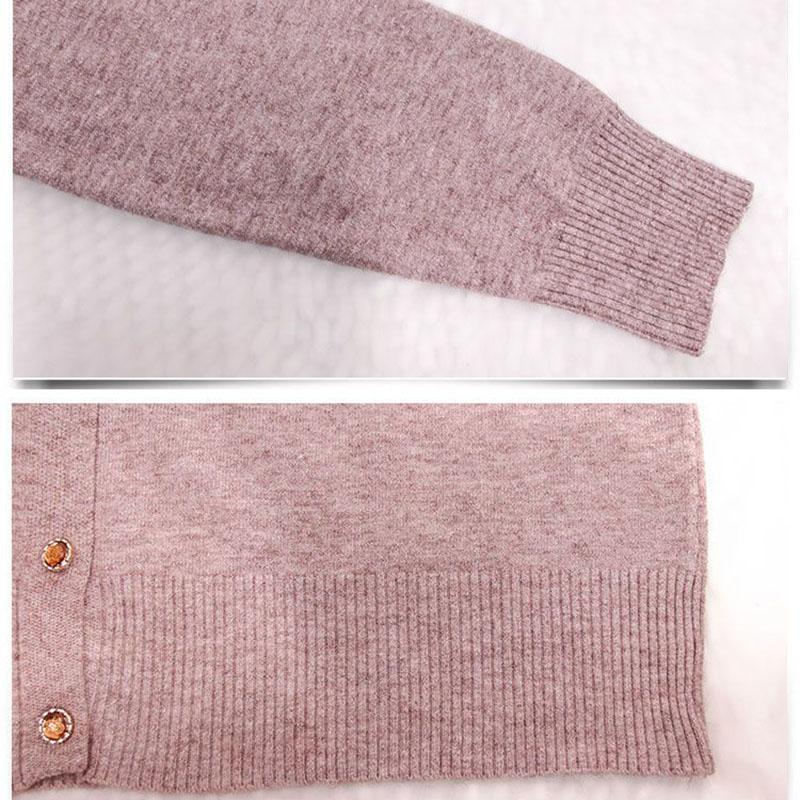 Women's Round Neck Embroidered Knit Cardigan Spring Autumn Rhinestone Loose-Fit Cardigan Sweater