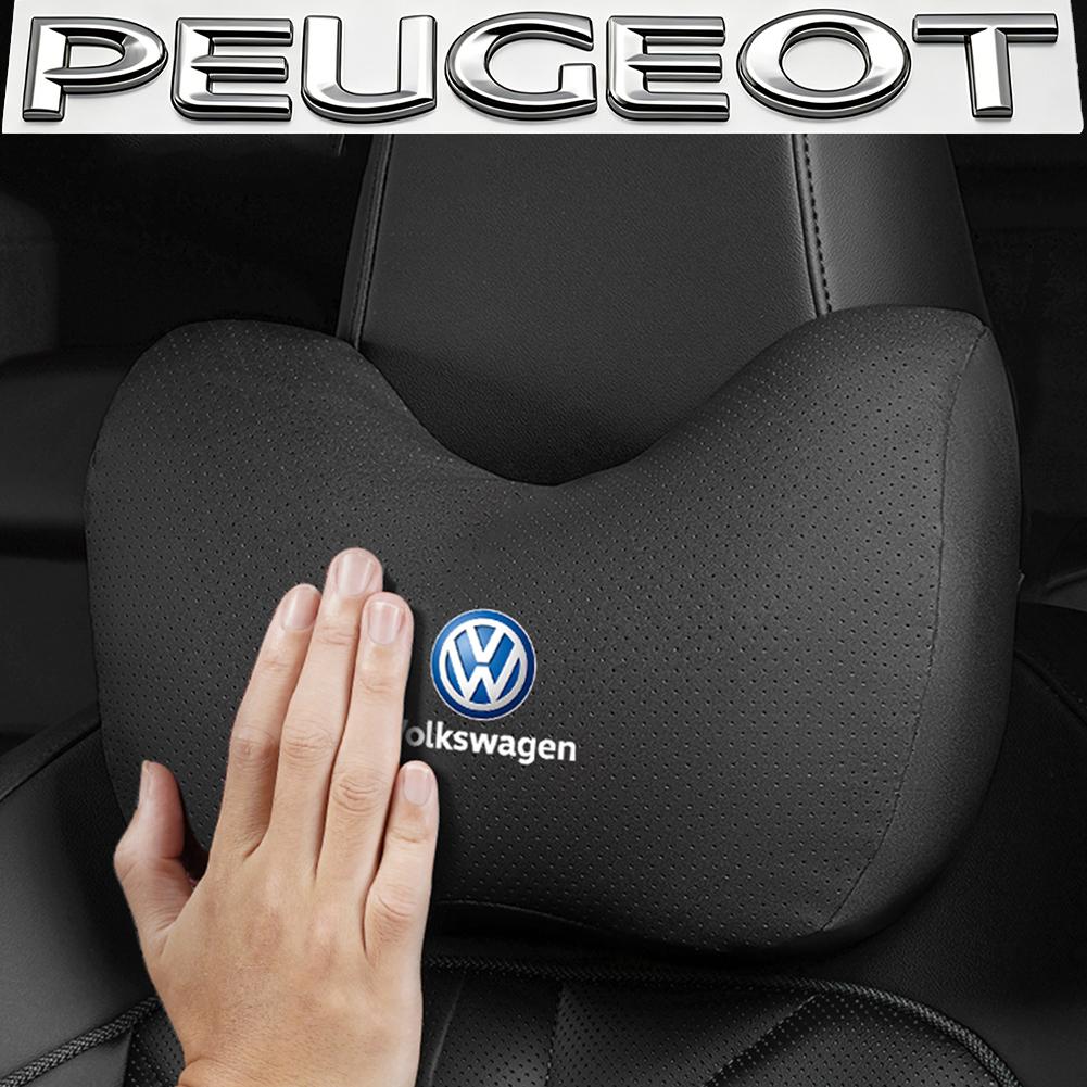 Car Seat Safety Headrest Pad Auto Emblem Neck Pillow For VW Golf T‑Roc Tiguan Polo ID.4 ID.7 Passat T‑Cross Taigo Atlas Beetle